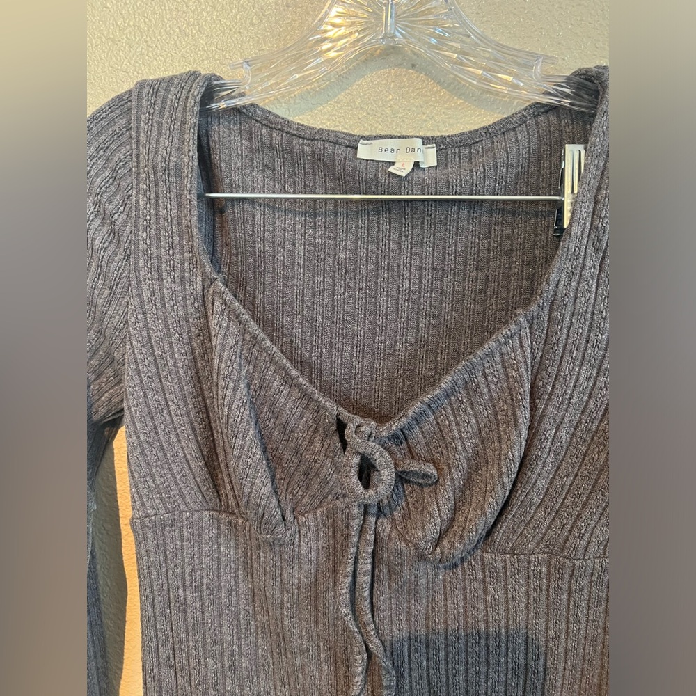 Bear Dance Gray Ribbed Ruched Dress - Picture 2 of 2